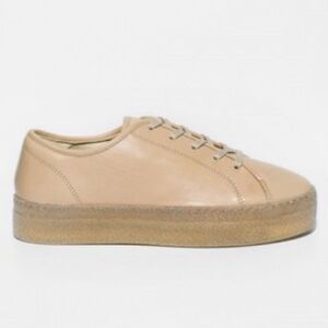 Jennie Ellen Cream Leather Platform Lace-up Sneakers 36